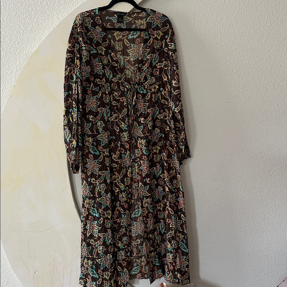 Moda international paisley Long Sleeve duster dress  size large